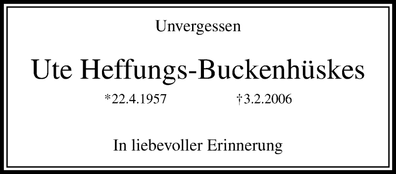  Traueranzeige für Ute Heffungs-Buckenhüskes vom 01.02.2017 aus trauer.mein.krefeld.de