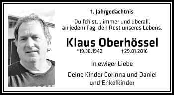 Traueranzeige von Klaus Oberhössel von trauer.mein.krefeld.de