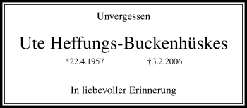 Traueranzeige von Ute Heffungs-Buckenhüskes von trauer.mein.krefeld.de