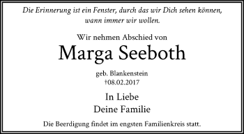 Traueranzeige von Marga Seeboth von trauer.mein.krefeld.de