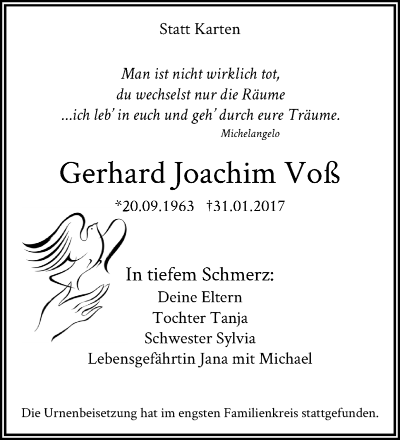  Traueranzeige für Gerhard Joachim Voß vom 22.02.2017 aus trauer.mein.krefeld.de