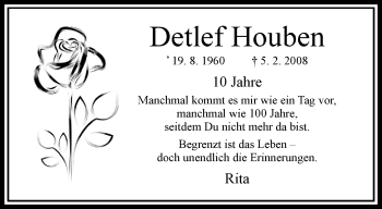 Traueranzeige von Detlef Houben von trauer.extra-tipp-moenchengladbach.de