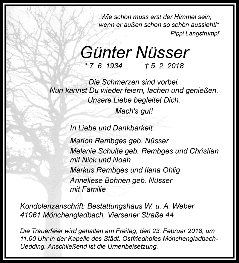  Traueranzeige für Günter Nüsser vom 18.02.2018 aus trauer.extra-tipp-moenchengladbach.de