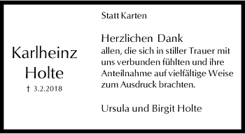 Traueranzeige von Karlheinz Holte von trauer.wuppertaler-rundschau.de