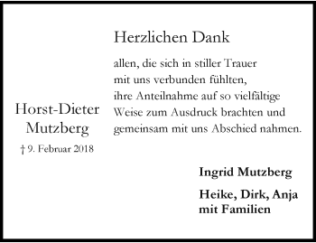 Traueranzeige von Horst-Dieter Mutzberg von trauer.wuppertaler-rundschau.de