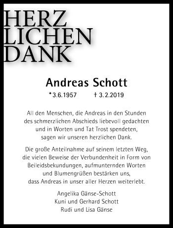Traueranzeige von Andreas Schott von trauer.mein.krefeld.de