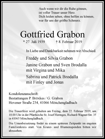 Traueranzeige von Gottfried Grabon von trauer.extra-tipp-moenchengladbach.de