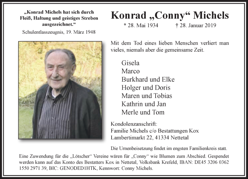  Traueranzeige für Konrad Michels vom 03.02.2019 aus trauer.extra-tipp-moenchengladbach.de