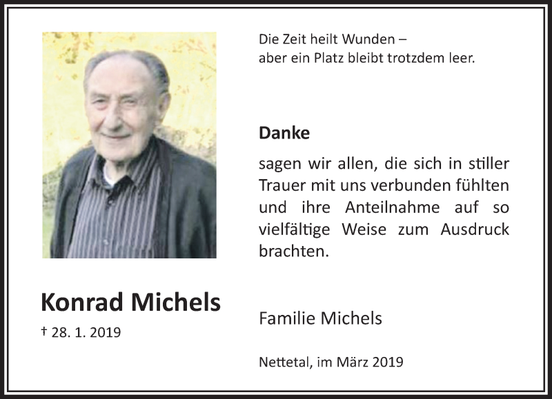  Traueranzeige für Konrad Michels vom 24.03.2019 aus trauer.extra-tipp-moenchengladbach.de