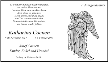 Traueranzeige von Katharina Coenen von trauer.stadt-kurier.de