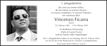 Traueranzeige von Vincenzo Ficarra von trauer.extra-tipp-moenchengladbach.de