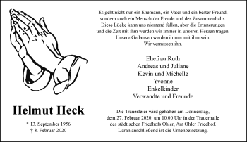 Traueranzeige von Helmut Heck von trauer.extra-tipp-moenchengladbach.de