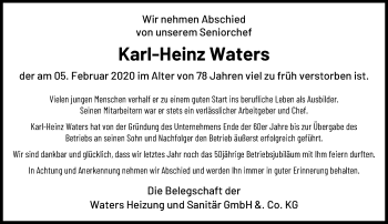 Traueranzeige von Karl-Heinz Waters von trauer.extra-tipp-moenchengladbach.de