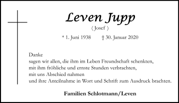 Traueranzeige von Leven Jupp  von trauer.extra-tipp-moenchengladbach.de