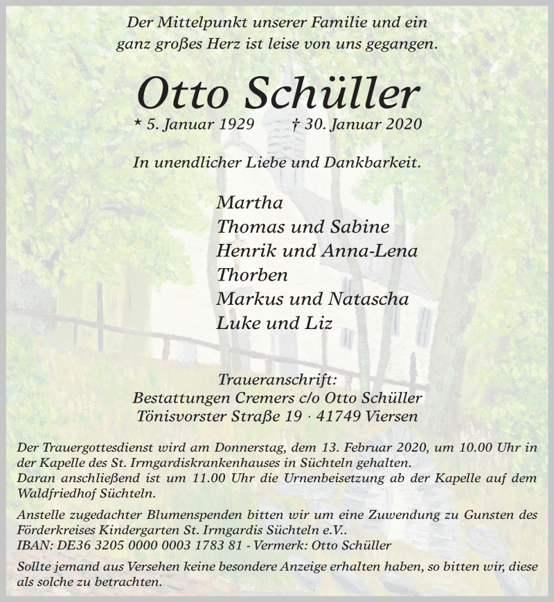 Traueranzeige für Otto Schüller vom 09.02.2020 aus trauer.extra-tipp-moenchengladbach.de