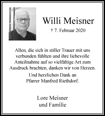 Traueranzeige von Willi Meisner von trauer.extra-tipp-moenchengladbach.de