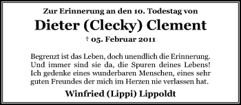 Traueranzeige von Dieter  Clement von trauer.extra-tipp-moenchengladbach.de