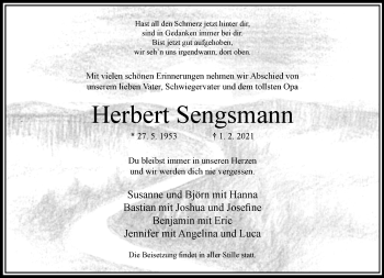 Traueranzeige von Herbert Sengsmann von trauer.wuppertaler-rundschau.de