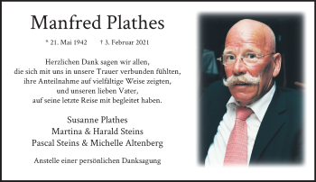 Traueranzeige von Manfred Plathes von trauer.extra-tipp-moenchengladbach.de