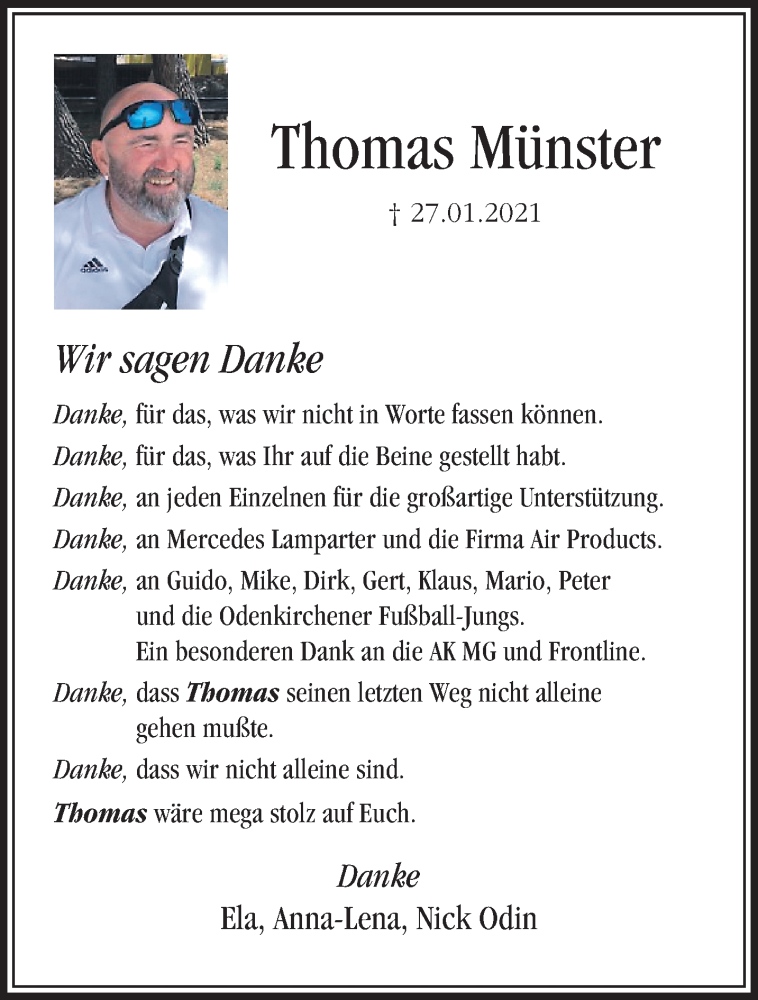  Traueranzeige für Thomas Münster vom 28.02.2021 aus trauer.extra-tipp-moenchengladbach.de