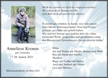 Traueranzeige von Anneliese Kronen von trauer.extra-tipp-moenchengladbach.de