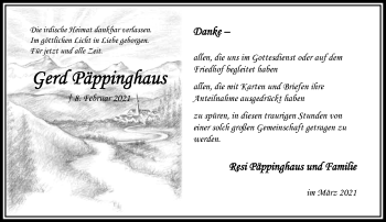 Traueranzeige von Gerd Päppinghaus von trauer.wuppertaler-rundschau.de