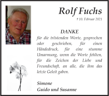 Traueranzeige von Rolf Fuchs von trauer.wuppertaler-rundschau.de