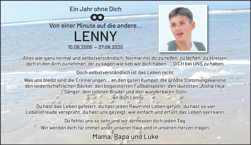  Traueranzeige für Lenny Coslar vom 29.08.2021 aus trauer.extra-tipp-moenchengladbach.de