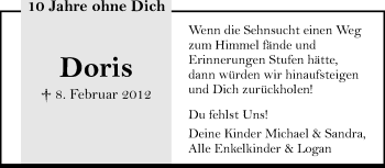 Traueranzeige von Doris  von trauer.extra-tipp-moenchengladbach.de