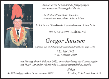Traueranzeige von Gregor Janssen von trauer.extra-tipp-moenchengladbach.de