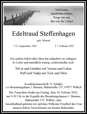 Traueranzeige von Edeltraud Steffenhagen von trauer.extra-tipp-moenchengladbach.de