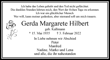 Traueranzeige von Gerda Margarete Hilbert von trauer.wuppertaler-rundschau.de