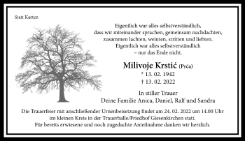 Traueranzeige von Milivoje Krstic von trauer.extra-tipp-moenchengladbach.de
