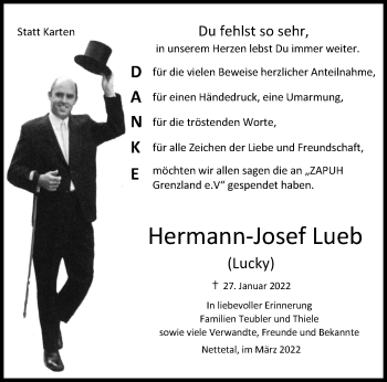 Traueranzeige von Hermann-Josef Lueb von trauer.extra-tipp-moenchengladbach.de