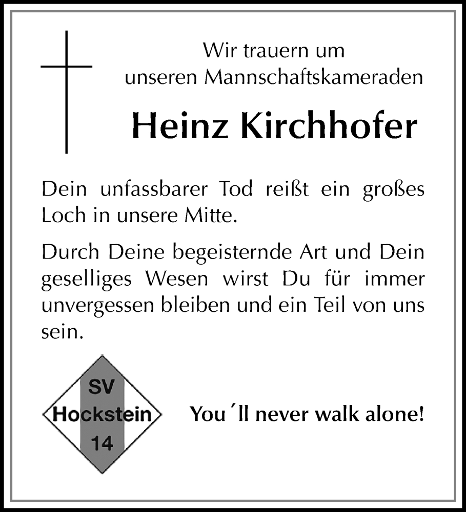  Traueranzeige für Heinz Kirchhofer vom 03.12.2023 aus trauer.extra-tipp-moenchengladbach.de