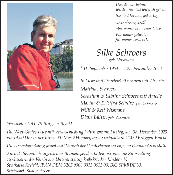 Traueranzeige von Silke Schroers von trauer.extra-tipp-moenchengladbach.de