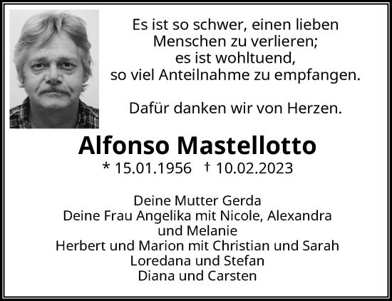 Traueranzeige von Alfonso Mastellotto von trauer.wuppertaler-rundschau.de