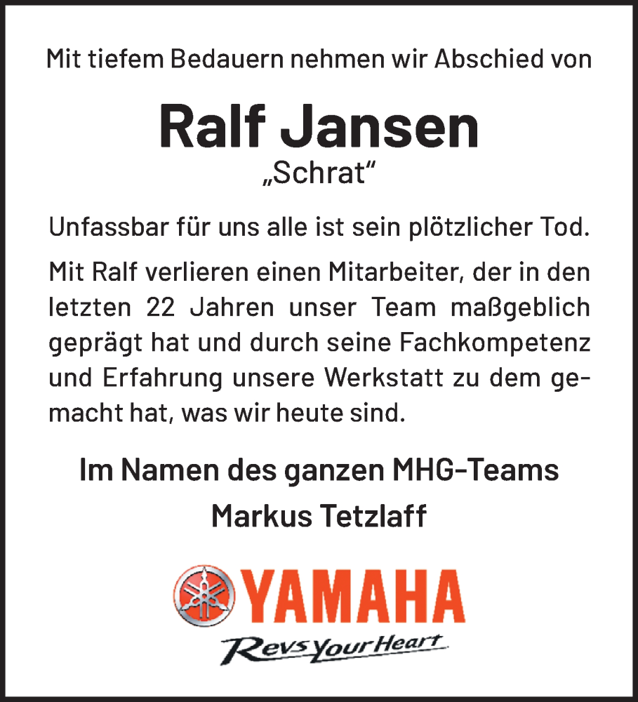  Traueranzeige für Ralf Jansen vom 26.02.2023 aus trauer.extra-tipp-moenchengladbach.de