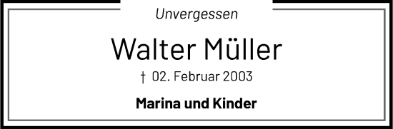 Traueranzeige von Walter Müller von trauer.mein.krefeld.de