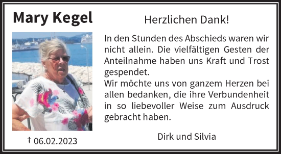 Traueranzeige von Mary Kegel von trauer.wuppertaler-rundschau.de