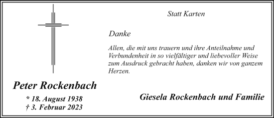 Traueranzeige von Peter Rockenbach von trauer.extra-tipp-moenchengladbach.de