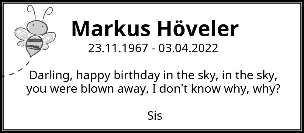  Traueranzeige für Markus Höveler vom 23.11.2024 aus trauer.wuppertaler-rundschau.de