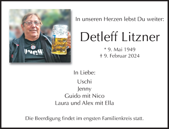 Traueranzeige von Detleff Litzner von trauer.extra-tipp-moenchengladbach.de