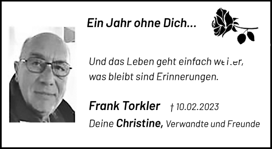 Traueranzeige von Frank Torkler von trauer.extra-tipp-moenchengladbach.de