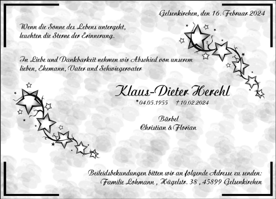 Traueranzeige von Klaus-Dieter Herchl von trauer.duesseldorfer-anzeiger.de