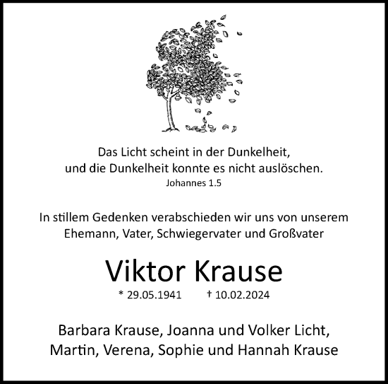 Traueranzeige von Viktor Krause von trauer.wuppertaler-rundschau.de