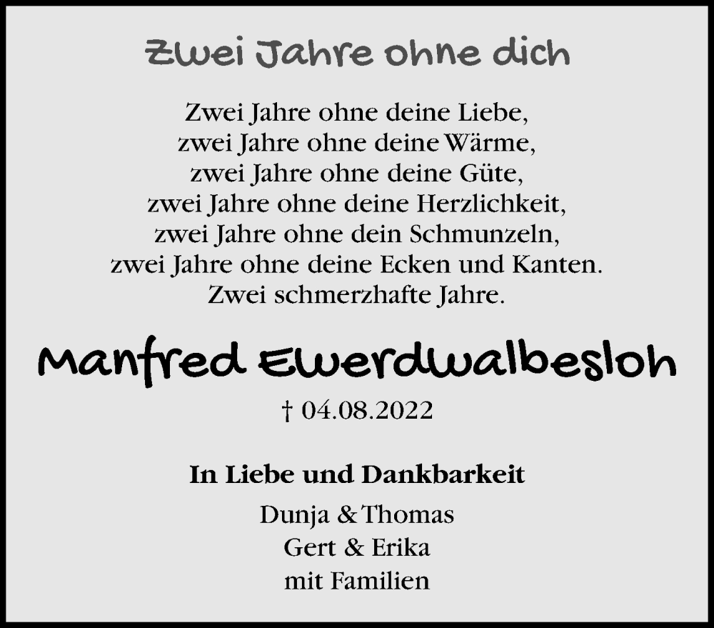  Traueranzeige für Manfred Ewerdwalbesloh vom 04.08.2024 aus trauer.extra-tipp-moenchengladbach.de