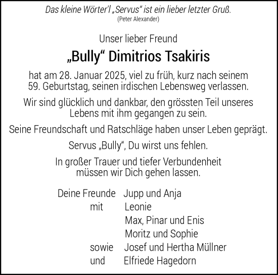 Traueranzeige von Dimitrios Tsakiris von trauer.wuppertaler-rundschau.de