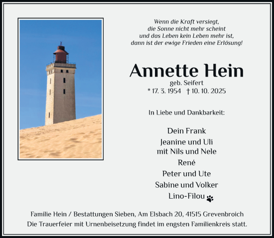 Traueranzeige von Annette Hein von trauer.panorama-anzeigenblatt.de
