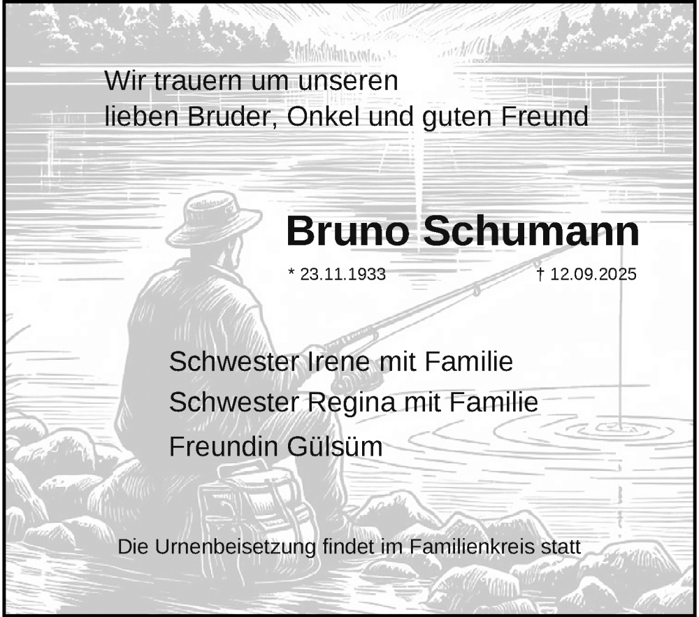  Traueranzeige für Bruno Schumann vom 12.10.2025 aus trauer.panorama-anzeigenblatt.de